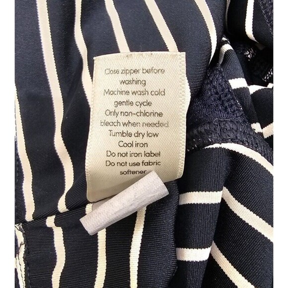 Athleta Womens Leggings Contender Powerlift 7/8 Pockets Navy Striped Yoga Gym XS - Picture 11 of 16